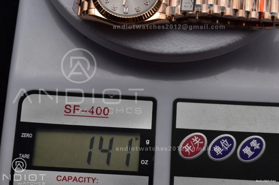 36 with DayDate Diamond 671 Weight) RG Steel (Gain vr3255 QF Dial President Best Square Original Bracelet on Grey V5 904L Edition 0408